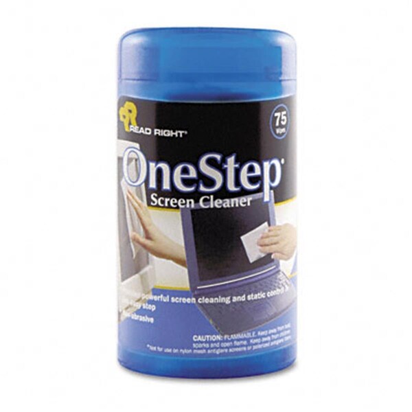 Read Right OneStep CRT Screen Cleaner Wet Wipes Cloth 5-1/4 x 5-3/4 75/Tub - RE32721