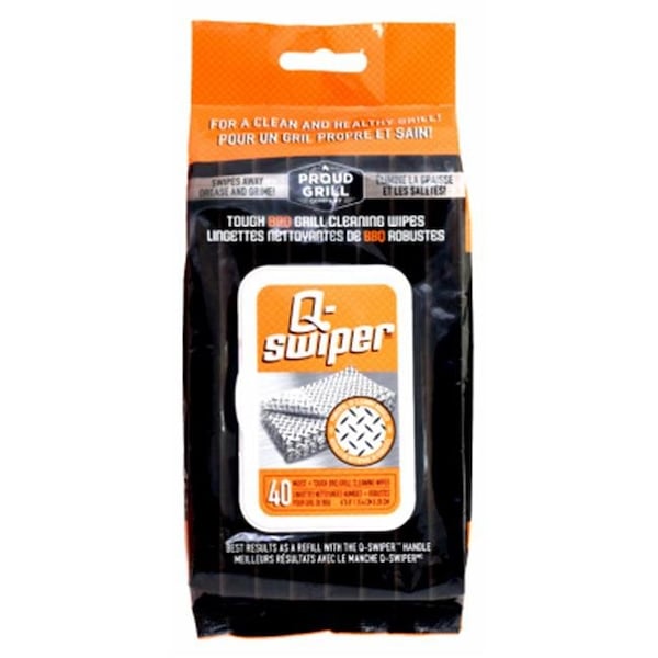 Proud Grill Co Proud Grill 247603 6 x 8 in. Q-Swiper BBQ Grill Cleaning Wipes Refill; 40 Count - 247603
