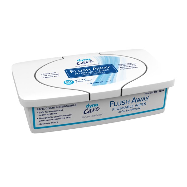 Dynarex Flushable Wipes (Adult) tub pack - 9x13 - 1321