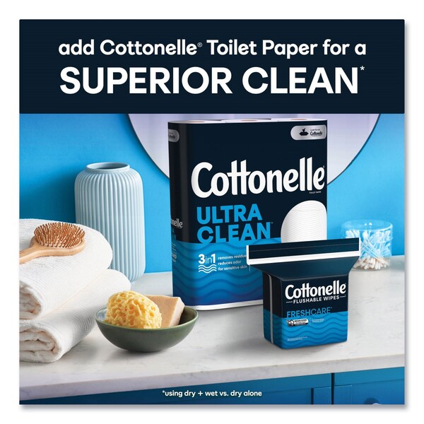 Cottonelle Flushable Wet Wipes, Zip Pack Refill, White, 5 x 7.25, 252PK - 43541