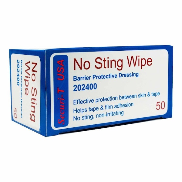 Securi-T No Sting Skin Barrier Wipe 100% Strength Hexamethyldisiloxane Individual Packet NonSterile, 1200PK - 202400