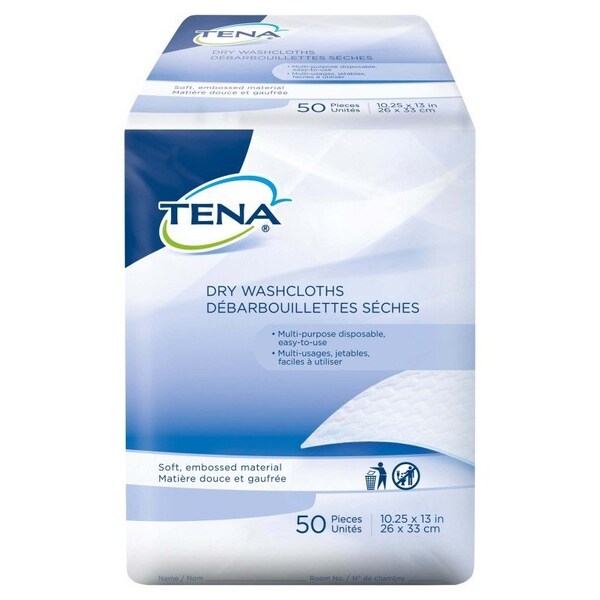 Tena Proskin Dry Tena Dry Washcloths, 10-1/4 x 13in, 1000PK - 74499