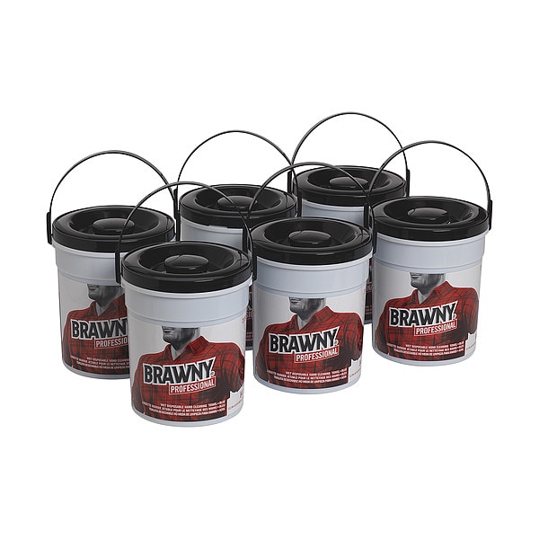 Georgia-Pacific Wet Hand Towel, Brawny, 84 Wipes/Bucket, 12 13/64 in L x 8 39/64 in W Wipe, Fresh Fragrance, 6 Pack - 21501