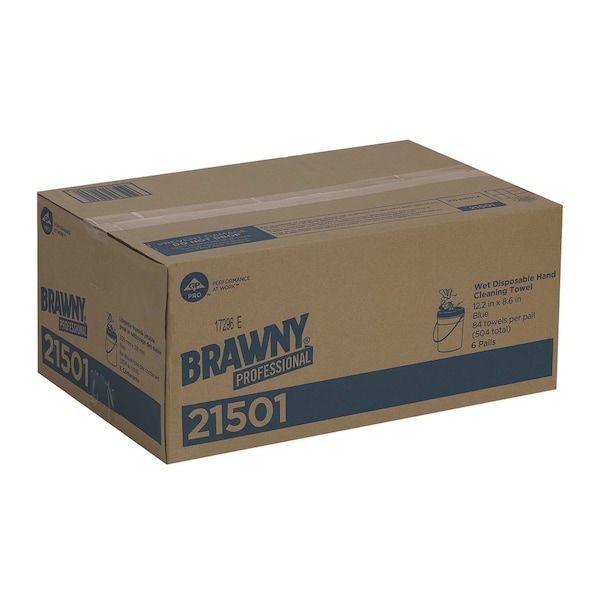 Georgia-Pacific Wet Hand Towel, Brawny, 84 Wipes/Bucket, 12 13/64 in L x 8 39/64 in W Wipe, Fresh Fragrance, 6 Pack - 21501