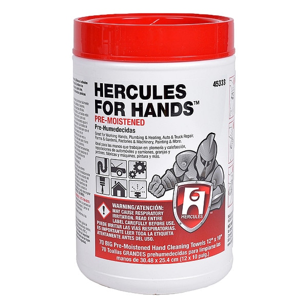 Oatey Hercules 12 in. x 10 in. Multi-Purpose Jobsite Wipes, Dispenser Tub of 70 Towels - 45333