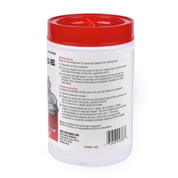 Oatey Hercules 12 in. x 10 in. Multi-Purpose Jobsite Wipes, Dispenser Tub of 70 Towels - 45333