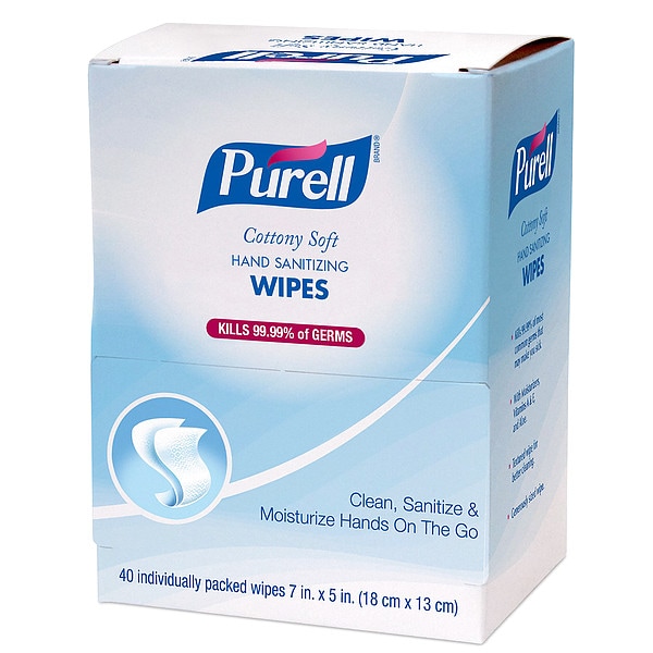 Purell Cottony Soft Hand Sanitizing Wipes, 40 Packets, Display Box - 9025-12