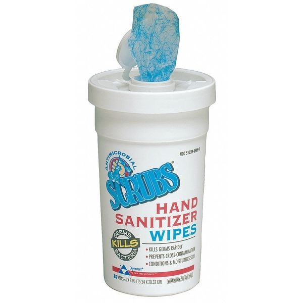 Scrubs Hand Sanitizing Wipes, 6 x 8", 85 Wipes - 90985