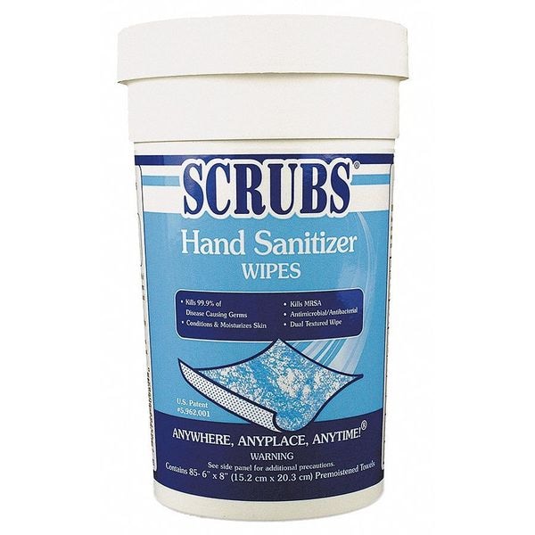 Scrubs Hand Sanitizing Wipes, 6 x 8", 85 Wipes - 90985