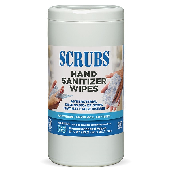 Scrubs Hand Sanitizing Wipes, 6 x 8", 85 Wipes - 90985
