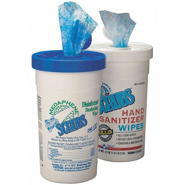 Scrubs Hand Sanitizing Wipes, 6 x 8", 85 Wipes - 90985
