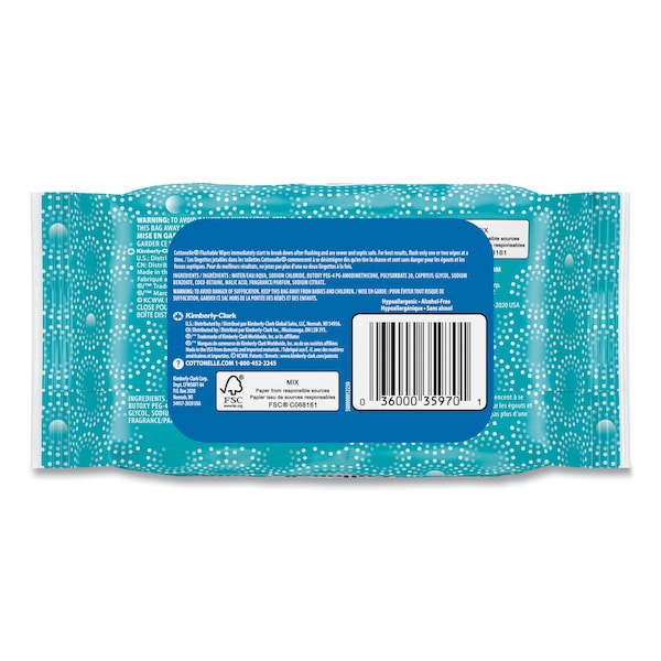 Cottonelle Fresh Care Flushable Cleansing Cloths, White, 3.73 x 5.5, PK8 - 35970