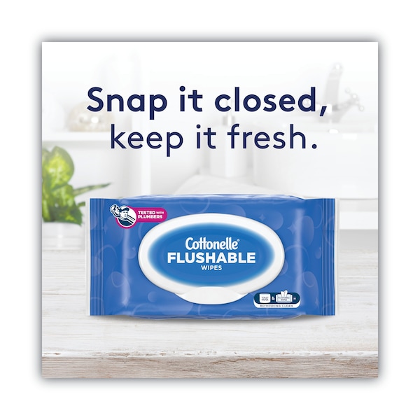 Cottonelle Fresh Care Flushable Cleansing Cloths, White, 3.73 x 5.5, PK8 - 35970