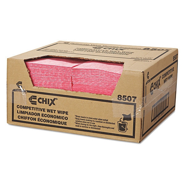 Chix Wet Wipes, 11-1/2" x 24", White/Pink, PK200 - 8507