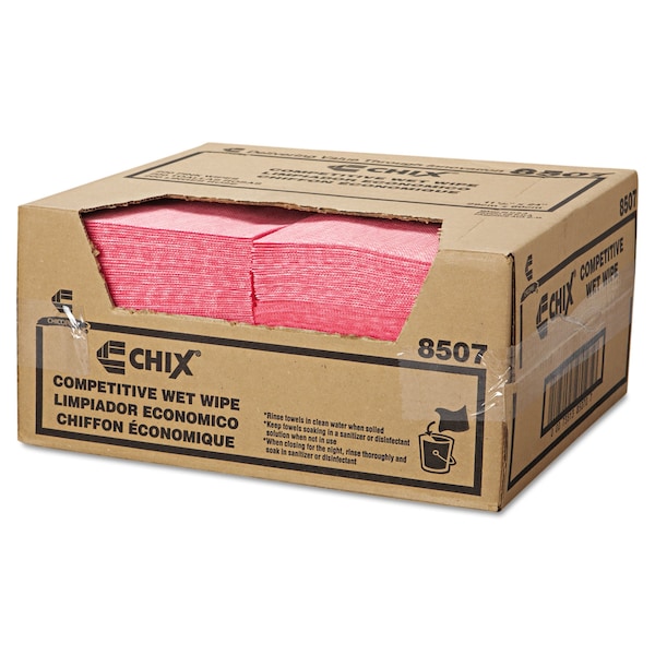Chix Wet Wipes, 11-1/2" x 24", White/Pink, PK200 - 8507