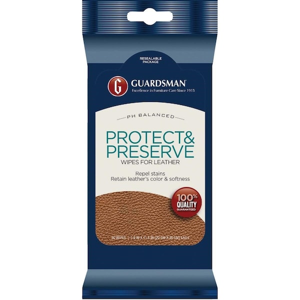 Guardsman Protect & Preserve Leather Care Wipes, 20PK - 470600