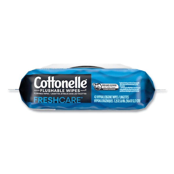 Cottonelle Fresh Care Flushable Cleansing Cloths, White, 3.75 x 5.5, 42/Pack, PK8 - KCC 36734CT