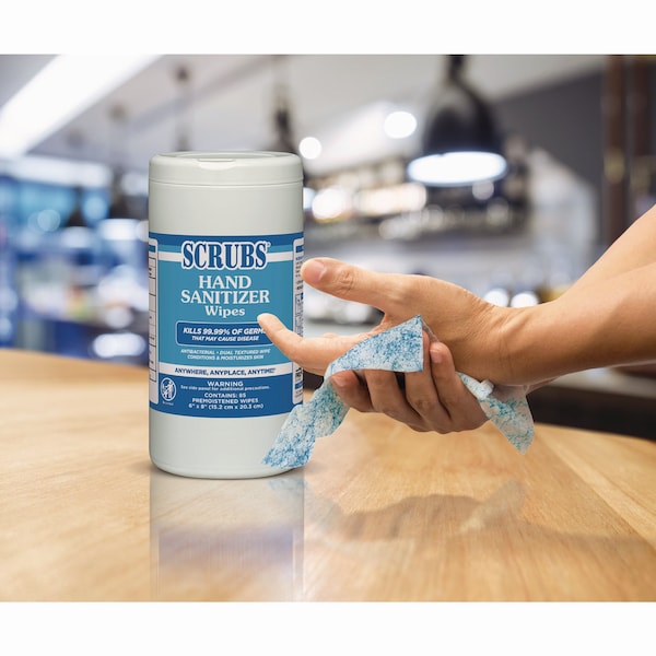 Scrubs Hand Sanitizer Wipes, 6 x 8, 85/Can, PK6 - 90985