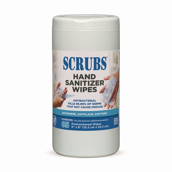 Scrubs Hand Sanitizer Wipes, 6 x 8, 85/Can, PK6 - 90985