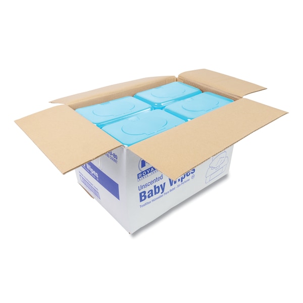 Amercareroyal Baby Wipes Tub, White, 80/Tub, PK12 - RPP RPBWU-80