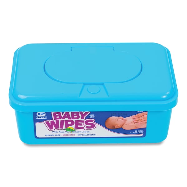 Amercareroyal Baby Wipes Tub, White, 80/Tub, PK12 - RPP RPBWU-80