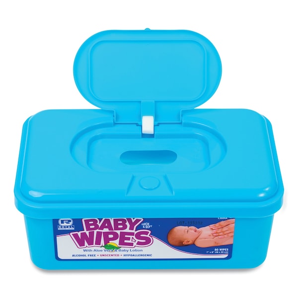 Amercareroyal Baby Wipes Tub, White, 80/Tub, PK12 - RPP RPBWU-80