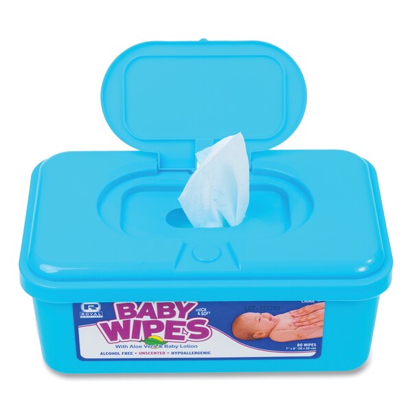 Amercareroyal Baby Wipes Tub, White, 80/Tub, PK12 - RPP RPBWU-80
