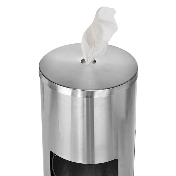 Alpine Industries SS Gym Disinfecting Wipes Dispenser, 7 Gal. Built-in Trash Can - 4777