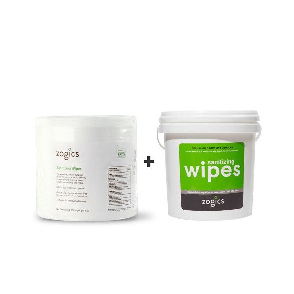 Zogics Hand & Surface Sanitizing Wipes Portable Bucket & Refill, , 2,000 wipes - Z2000-B