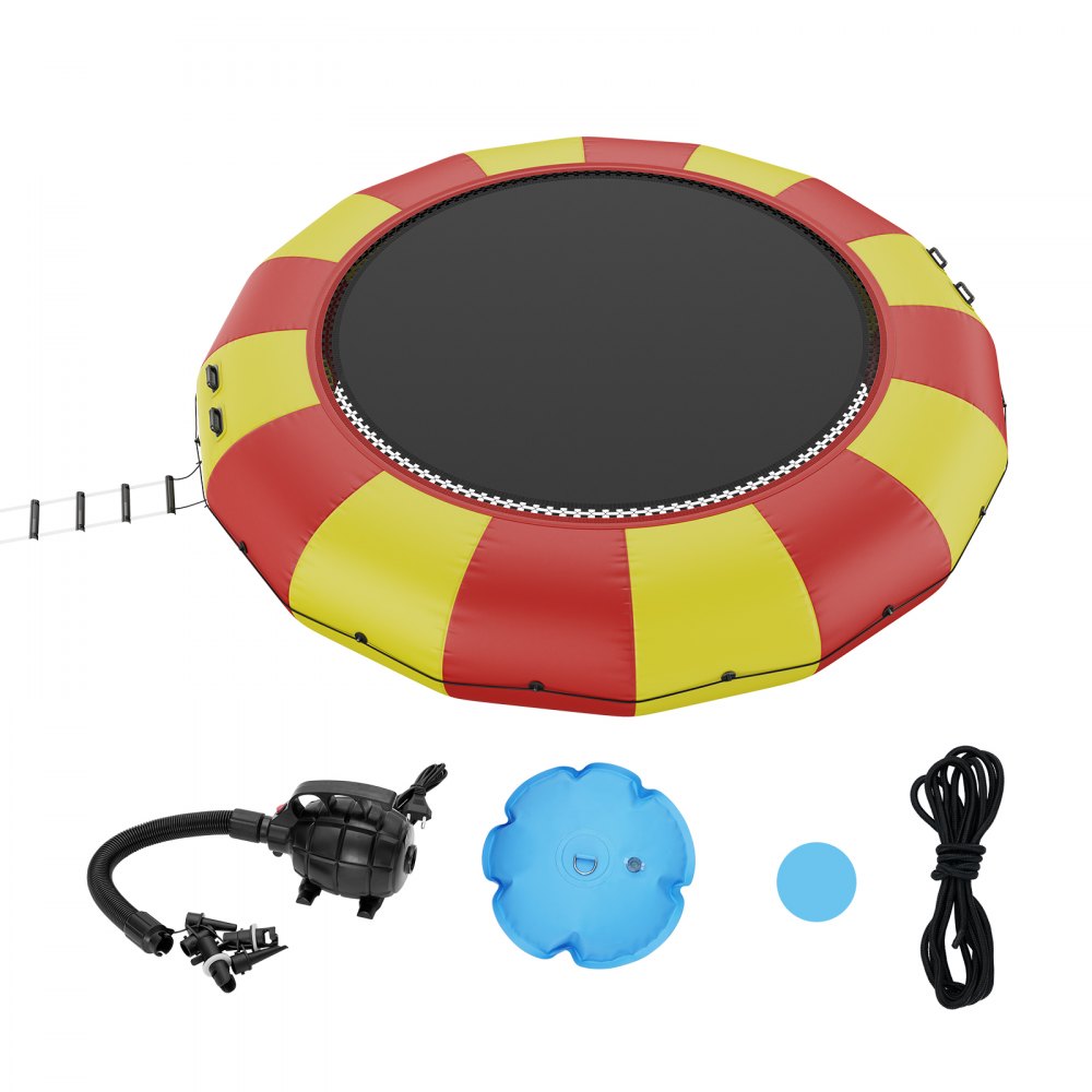 VEVOR Inflatable Water Bouncer, 17ft Recreational Water Trampoline, Portable Bounce Swim Platform with 5-Step Ladder & Electric Air Pump, Kids Adults Floating Rebounder for Pool, Lake, Water Sports - BTKSSBCHS17Y3N88IV1