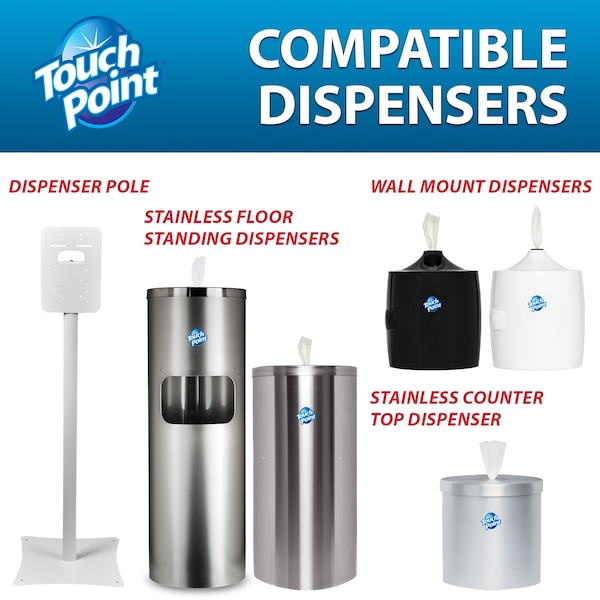 Touch Point Wipes TP Plus Sanitizing Wipes - 2 Rolls x 1500 Wipes, 8 in. x 6 in., FDA Registered, 2PK - WS1500FF