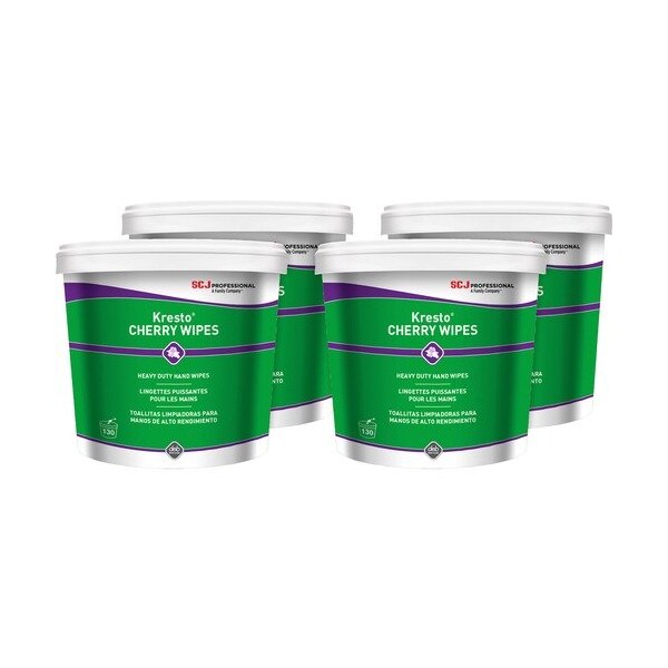 Sc Johnson Hand Wipes, 130-Wipe Bucket, Cherry, 10inx12in, WE/RD, 4PK - SJNKCW130WCT