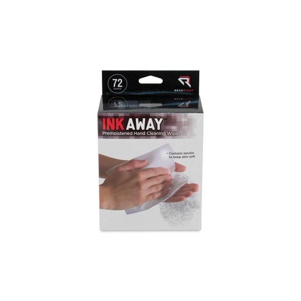 Advantus Read Right, Ink Away Hand Cleaning Pads, Cloth, White, 72PK - RR1302
