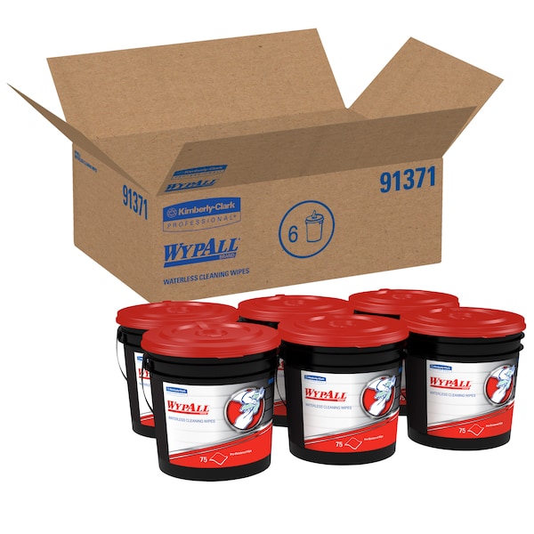 Wypall Wypall Waterless Industrial Cleaning Wipes (91371), Heavy Duty Moist Wipers, 75 Sheets / Conta iner - 91371