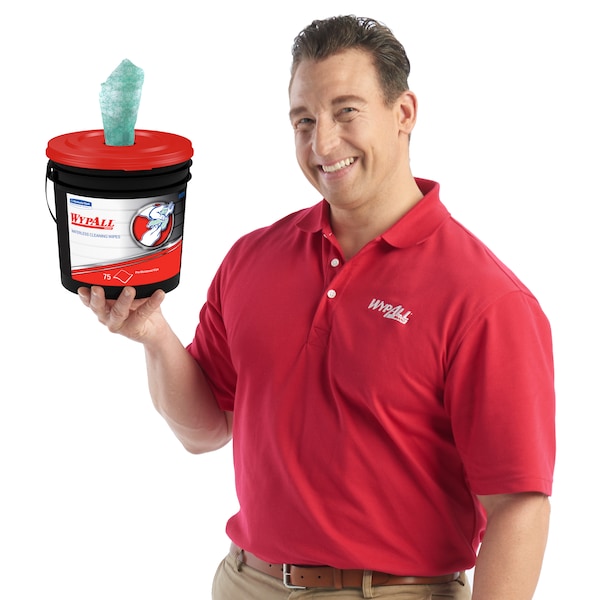 Wypall Wypall Waterless Industrial Cleaning Wipes (91371), Heavy Duty Moist Wipers, 75 Sheets / Conta iner - 91371