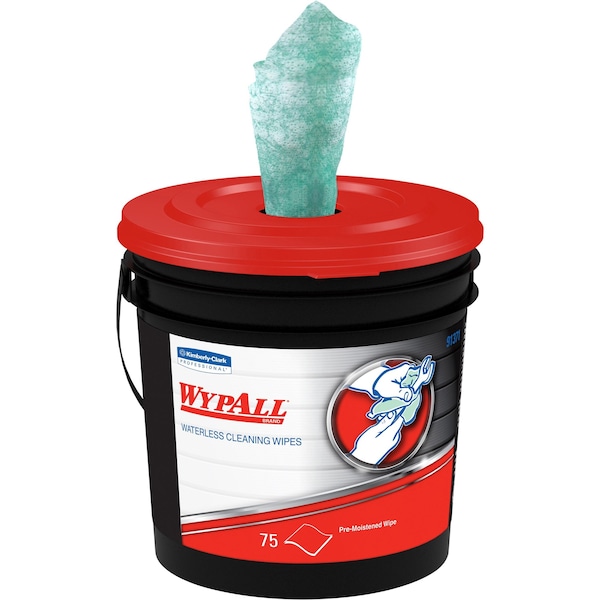 Wypall Wypall Waterless Industrial Cleaning Wipes (91371), Heavy Duty Moist Wipers, 75 Sheets / Conta iner - 91371