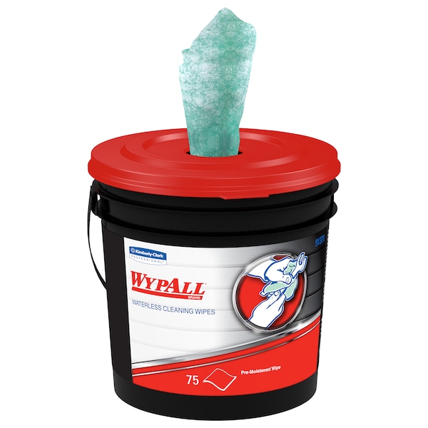 Wypall Wypall Waterless Industrial Cleaning Wipes (91371), Heavy Duty Moist Wipers, 75 Sheets / Conta iner - 91371