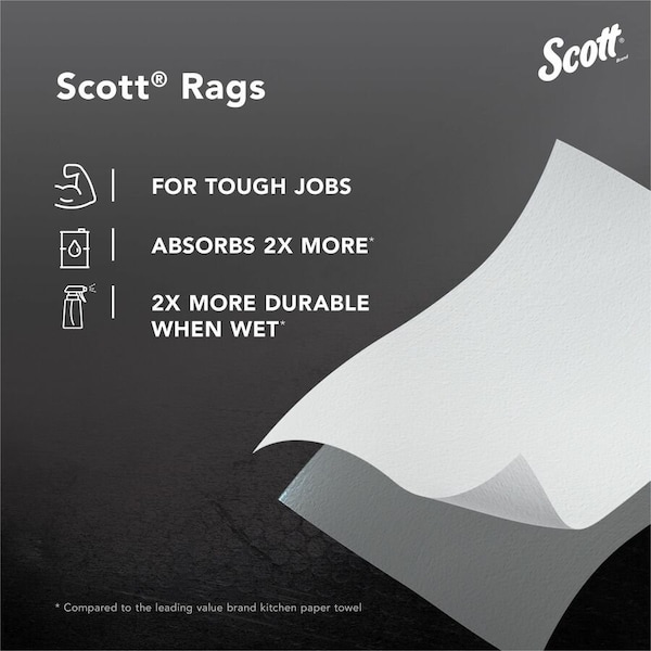 Kimberly-Clark Professional Scott Rags in A Box (75260), White, 200 Shop Towels / Box - 75260