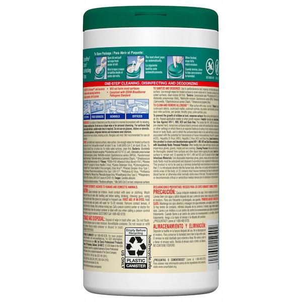 Clorox Disinfecting Wipes, 75 Wipe Canister, 7 in x 8 in Wipes, Fresh, White, 6 Pack - 15949