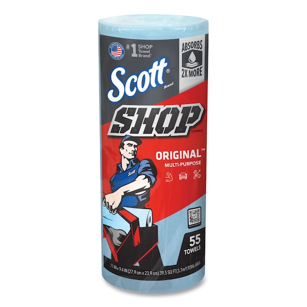 Scott Scott Shop Towels Original (75147), Blue, (55 Towels/Roll, 12 Rolls/Case, 660 Towels/Case) - 75147