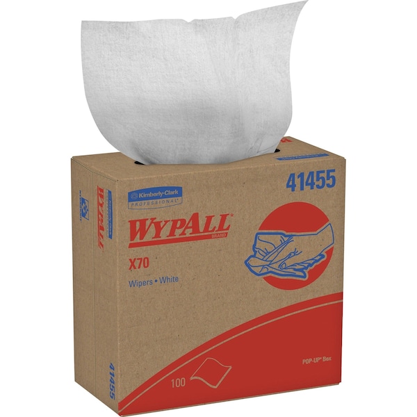 Kimberly-Clark Professional WypAll X70 Extended Use Reusable Cloths (41455), POP-UP Box, White, 100 sheets/Pck - 41455