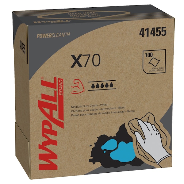 Kimberly-Clark Professional WypAll X70 Extended Use Reusable Cloths (41455), POP-UP Box, White, 100 sheets/Pck - 41455