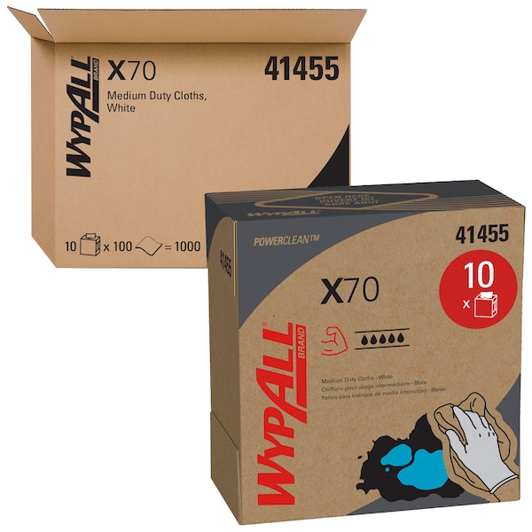 Kimberly-Clark Professional WypAll X70 Extended Use Reusable Cloths (41455), POP-UP Box, White, 100 sheets/Pck - 41455