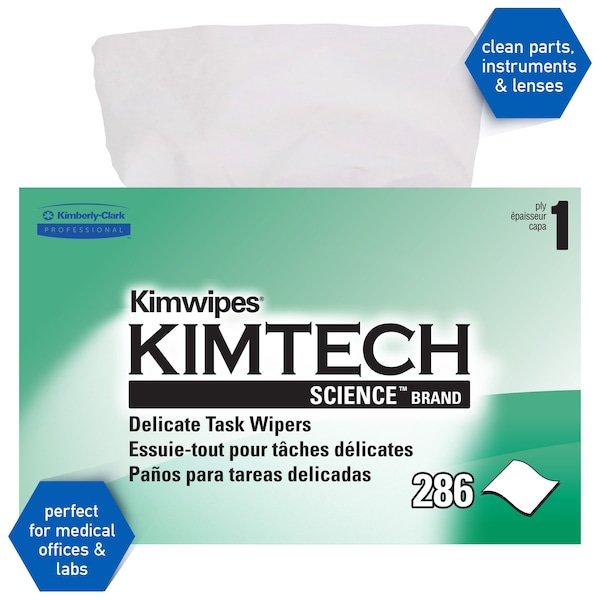 Kimberly-Clark Professional Kimwipes Delicate Task Kimtech Science Wipers 34155 White 1-Ply 60 Pop-Up Box 286 - 34155
