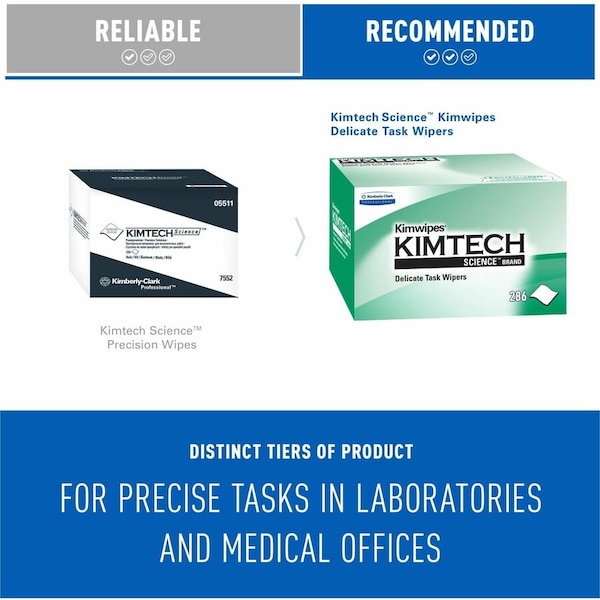 Kimberly-Clark Professional Kimwipes Delicate Task Kimtech Science Wipers 34155 White 1-Ply 60 Pop-Up Box 286 - 34155