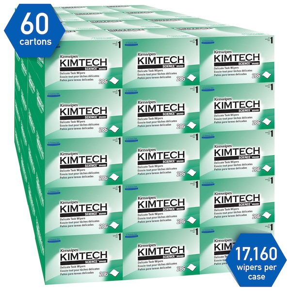 Kimberly-Clark Professional Kimwipes Delicate Task Kimtech Science Wipers 34155 White 1-Ply 60 Pop-Up Box 286 - 34155