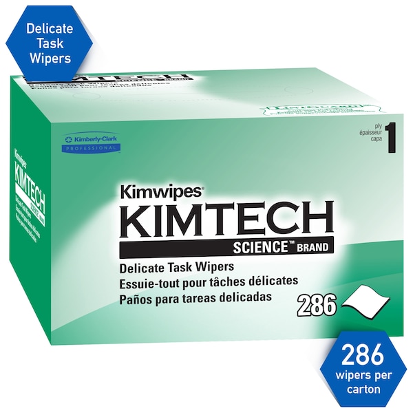 Kimberly-Clark Professional Kimwipes Delicate Task Kimtech Science Wipers 34155 White 1-Ply 60 Pop-Up Box 286 - 34155
