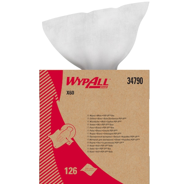 Kimberly-Clark Professional Wypall GeneralClean X60 Multi-Task Cleaning Cloths, 34790, Pop-Up Box, White - 34790