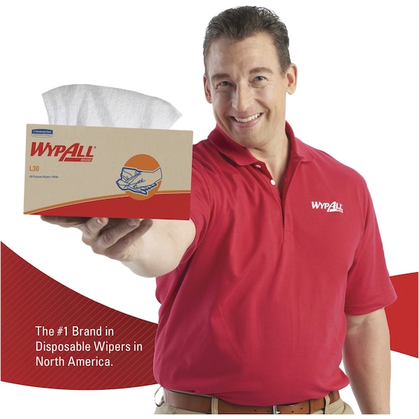 Kimberly-Clark Professional WypAll General Clean L30 Heavy Cleaning Towels (03086), Strong & Soft Wipes, Pop-UP Box, White, 10 - 03086