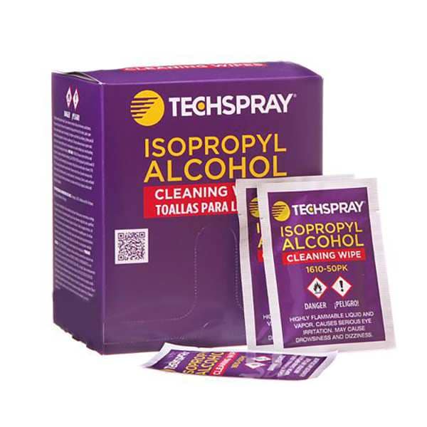 Techspray General Purpose Cleaner Wipes, Packet, Cloth, 50 Wipes, 5 1/2 in x 5 1/2 in, White, Unscented - 1610-50PK